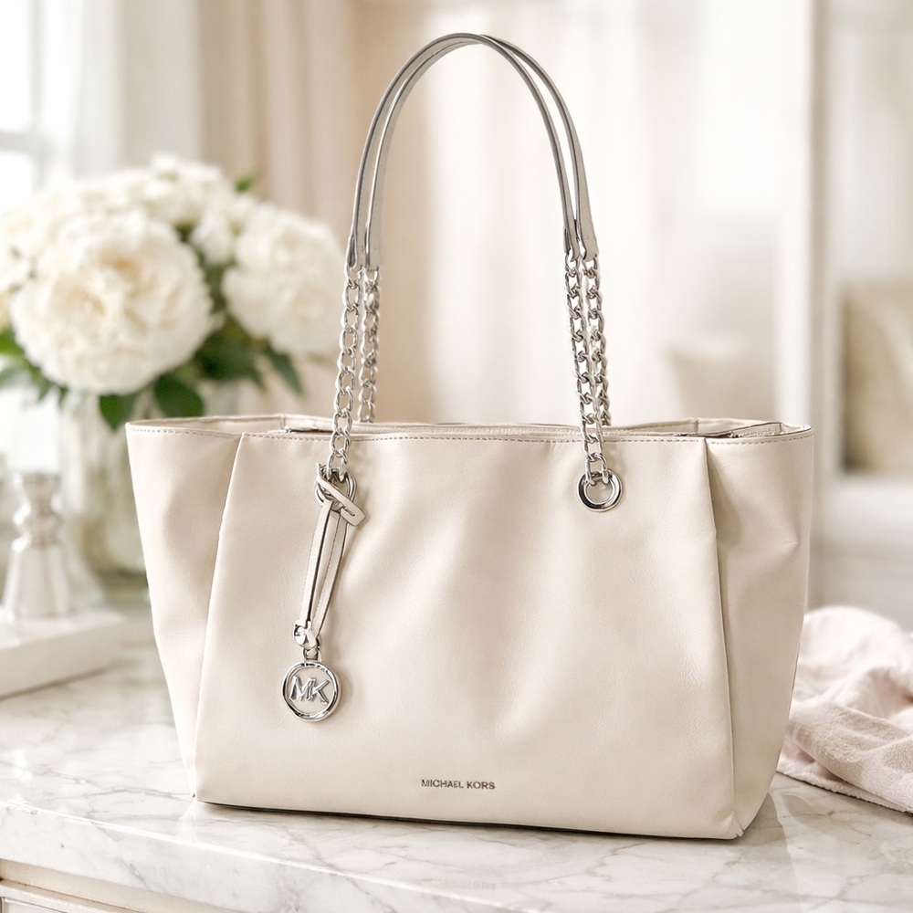 Michael Kors Light Gray Tote with Silver Accents